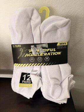 12 Pairs Men's Sock White Ankle, Size 10-13, Shoe Size 6-12.5 NEW
